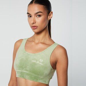 2/$30 Sergio Tacchini Adela Bra Plush Velour Sports Bra Jade Green XS #8790